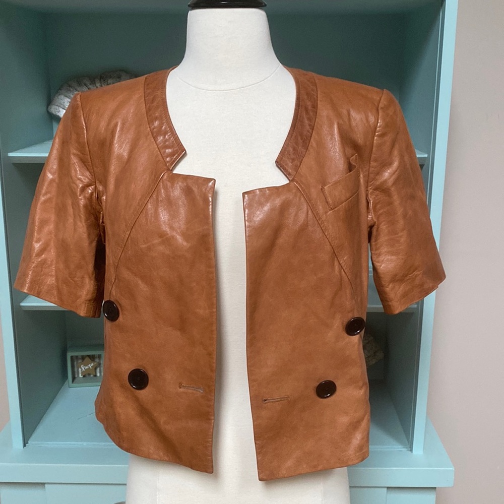 ADAM by Adam Lippes Short Sleeve Leather Jacket